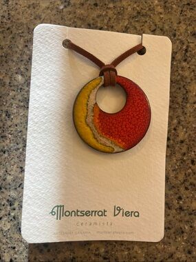 Montserrat Viera Ceramic Sunburst Pendant Necklace - Red & Yellow